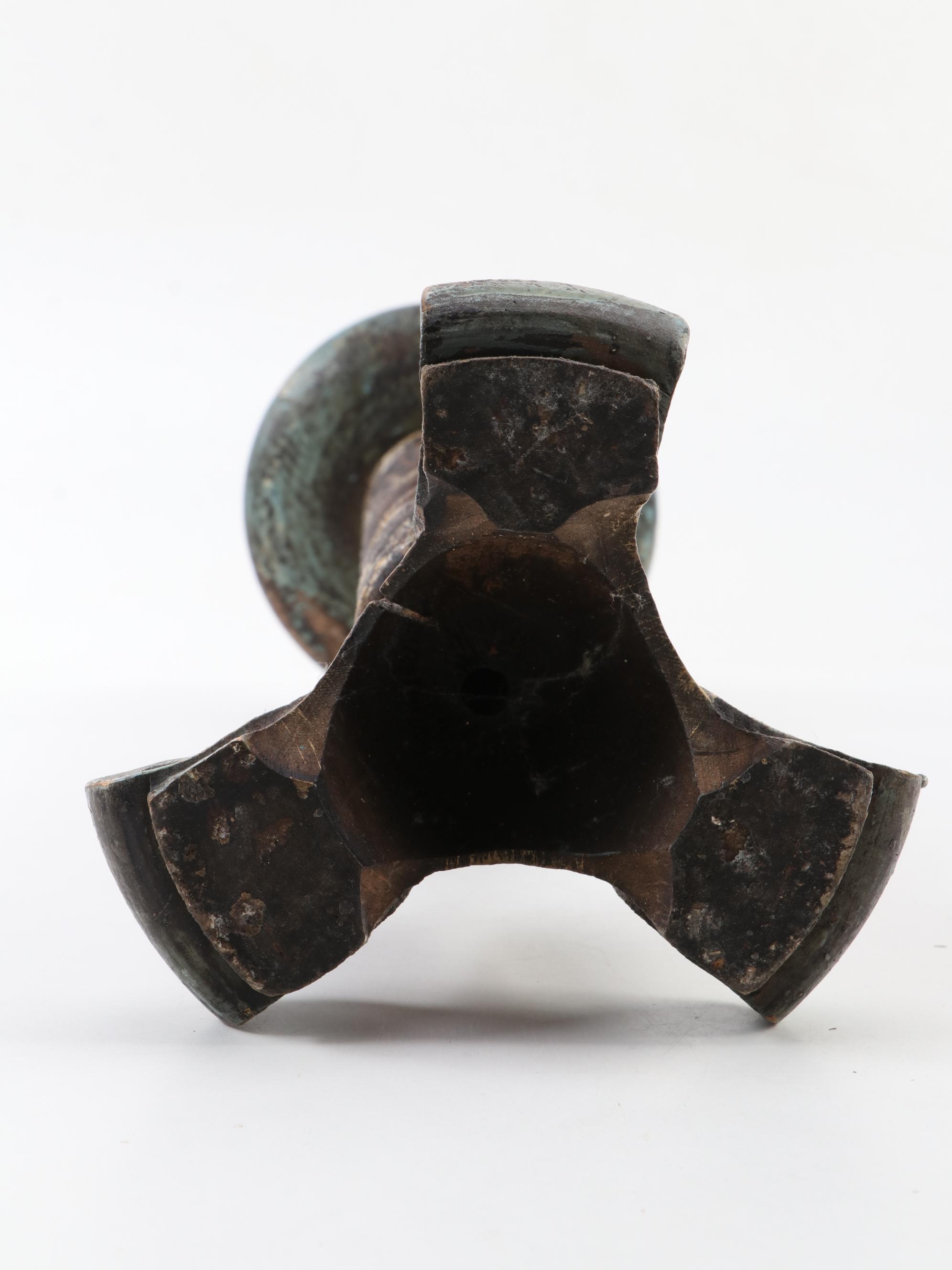 Italian Folk Art Style Wooden Figurine with Painted Hand-Carved Wood Candlestick