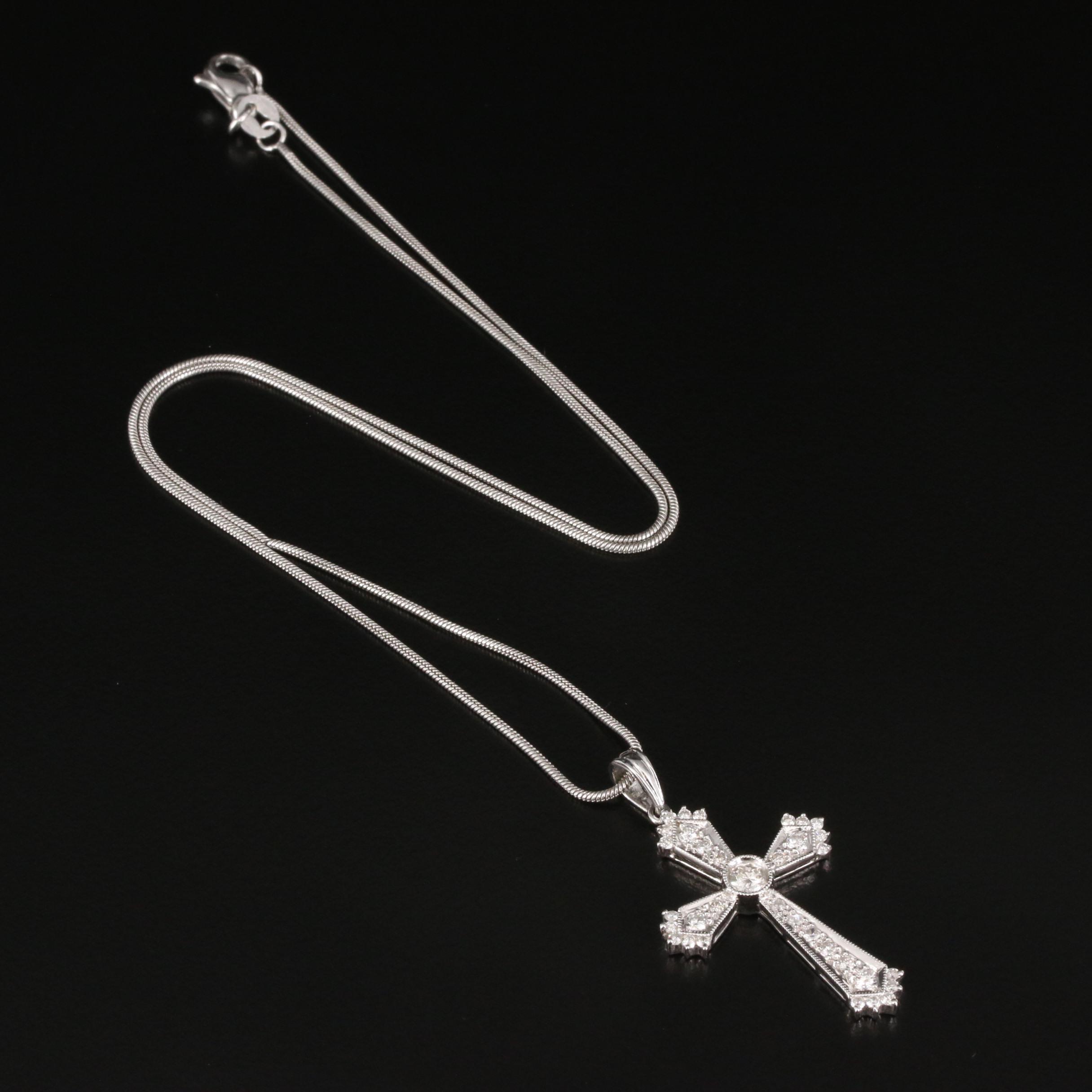 Platinum Diamond Patonce Cross Necklace
