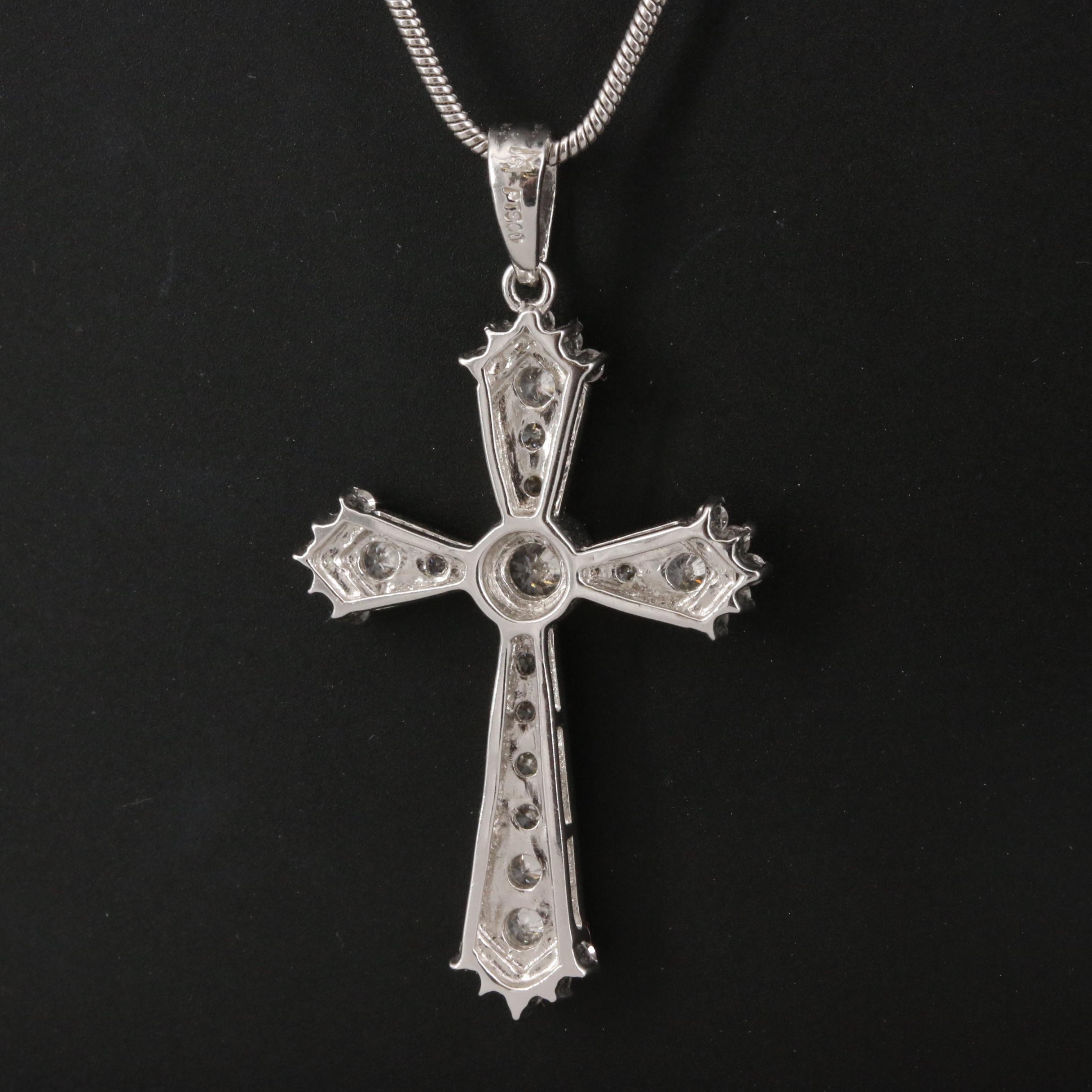 Platinum Diamond Patonce Cross Necklace
