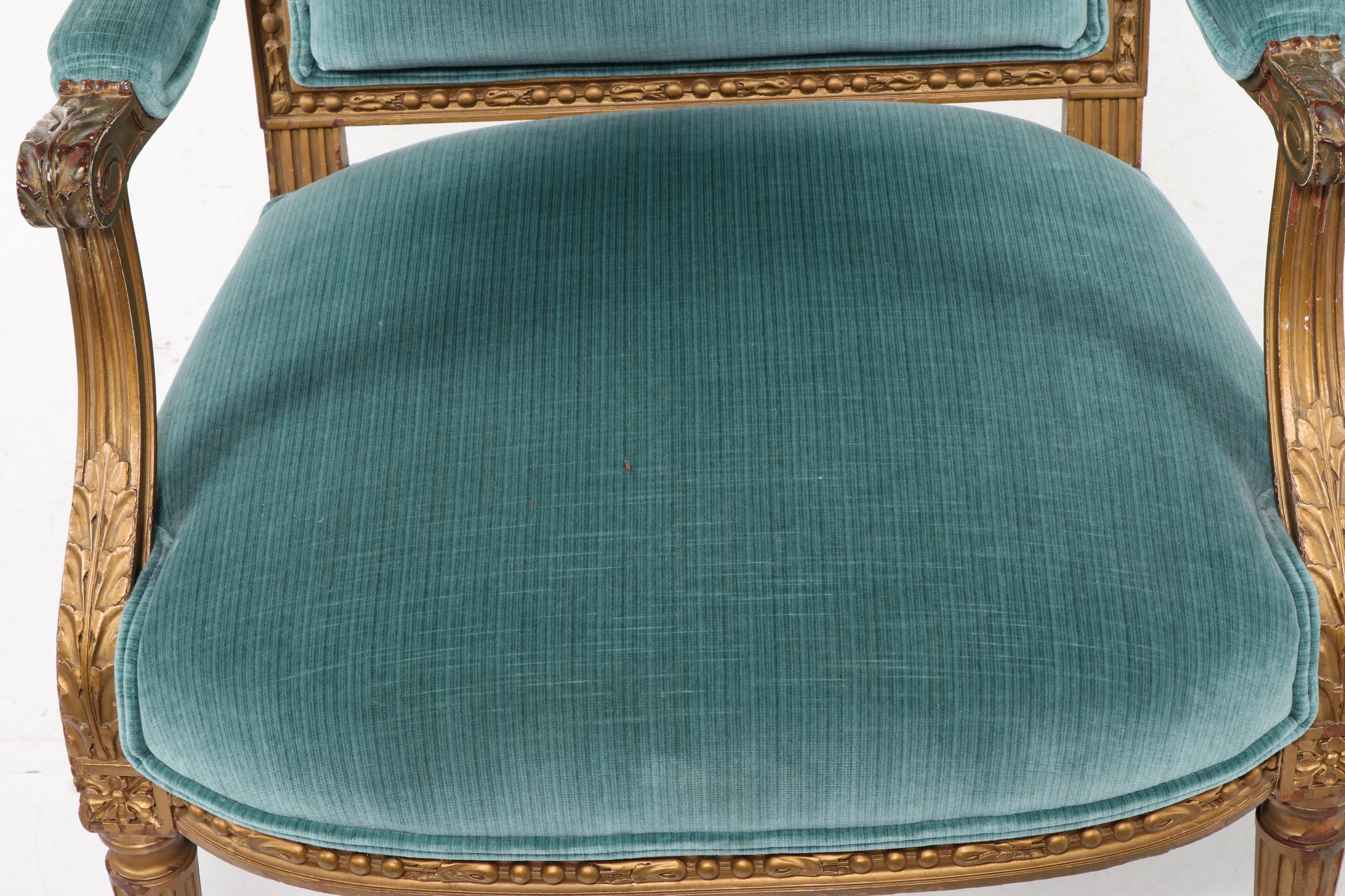 Louis XVI Style Giltwood Fauteil, Late 19th/Early 20th Century