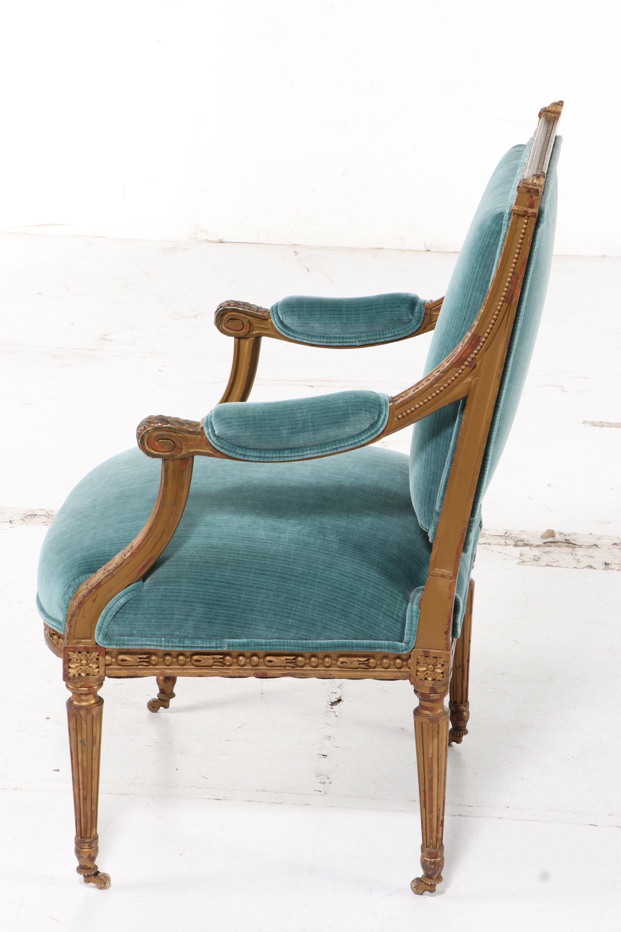 Louis XVI Style Giltwood Fauteil, Late 19th/Early 20th Century