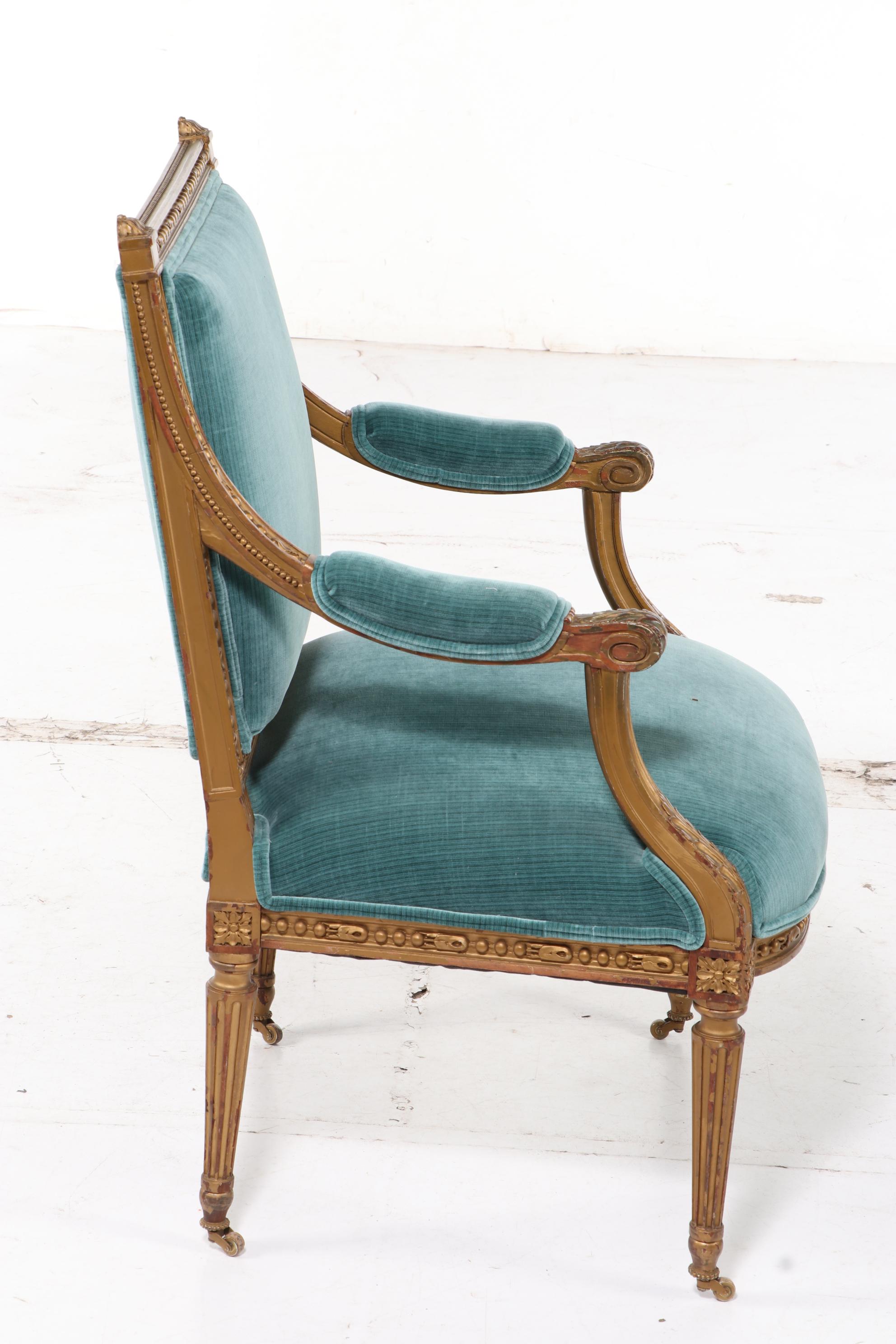 Louis XVI Style Giltwood Fauteil, Late 19th/Early 20th Century