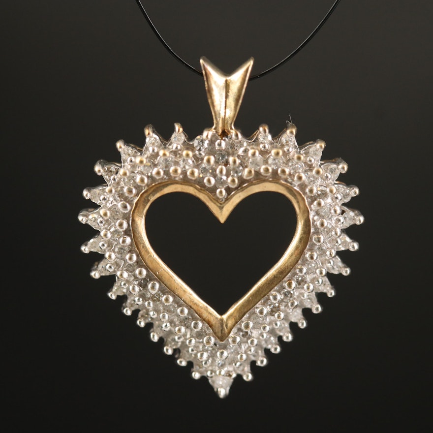 10K Diamond Heart Pendant