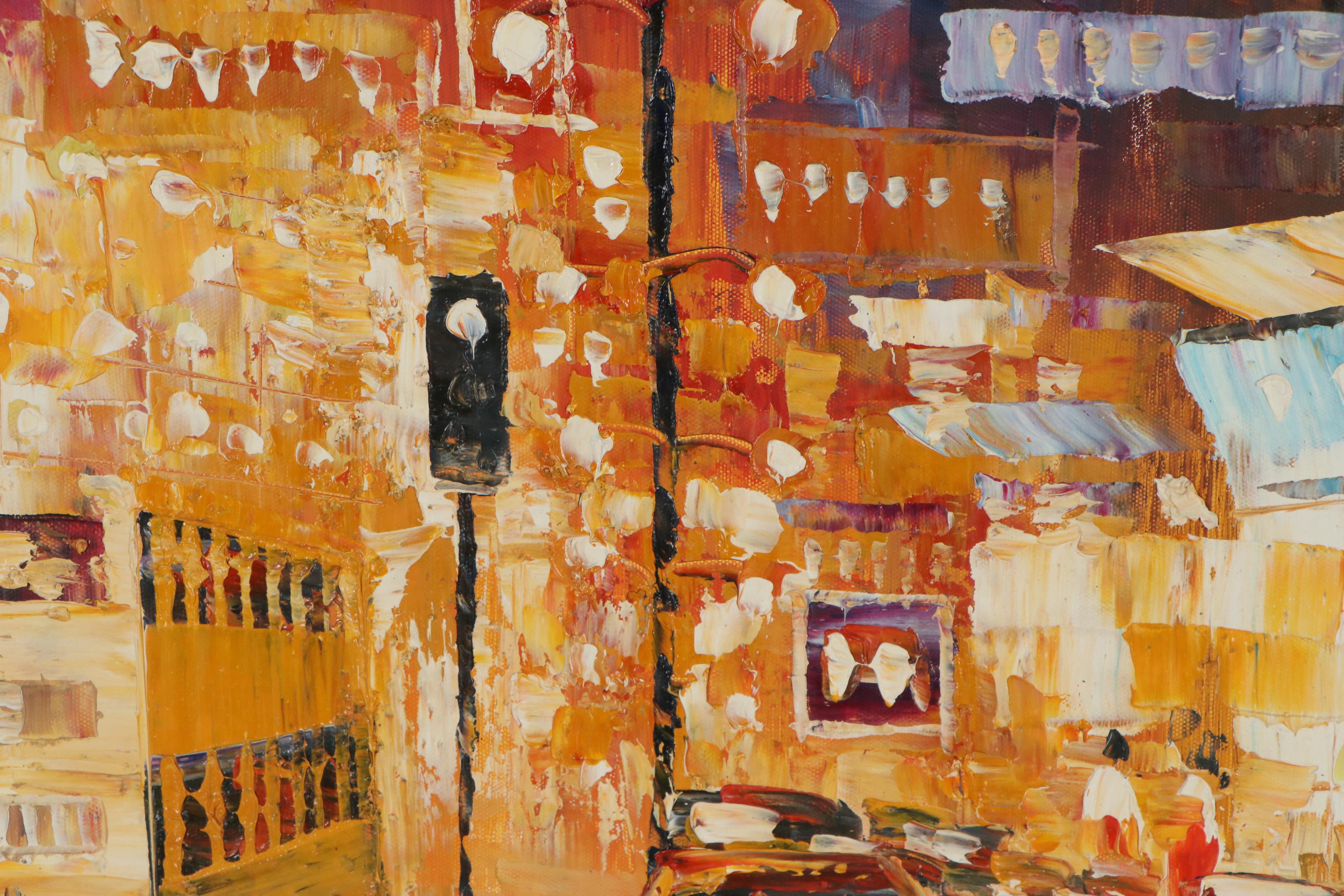 Chinese Street Scene Oil Painting, 21st Century