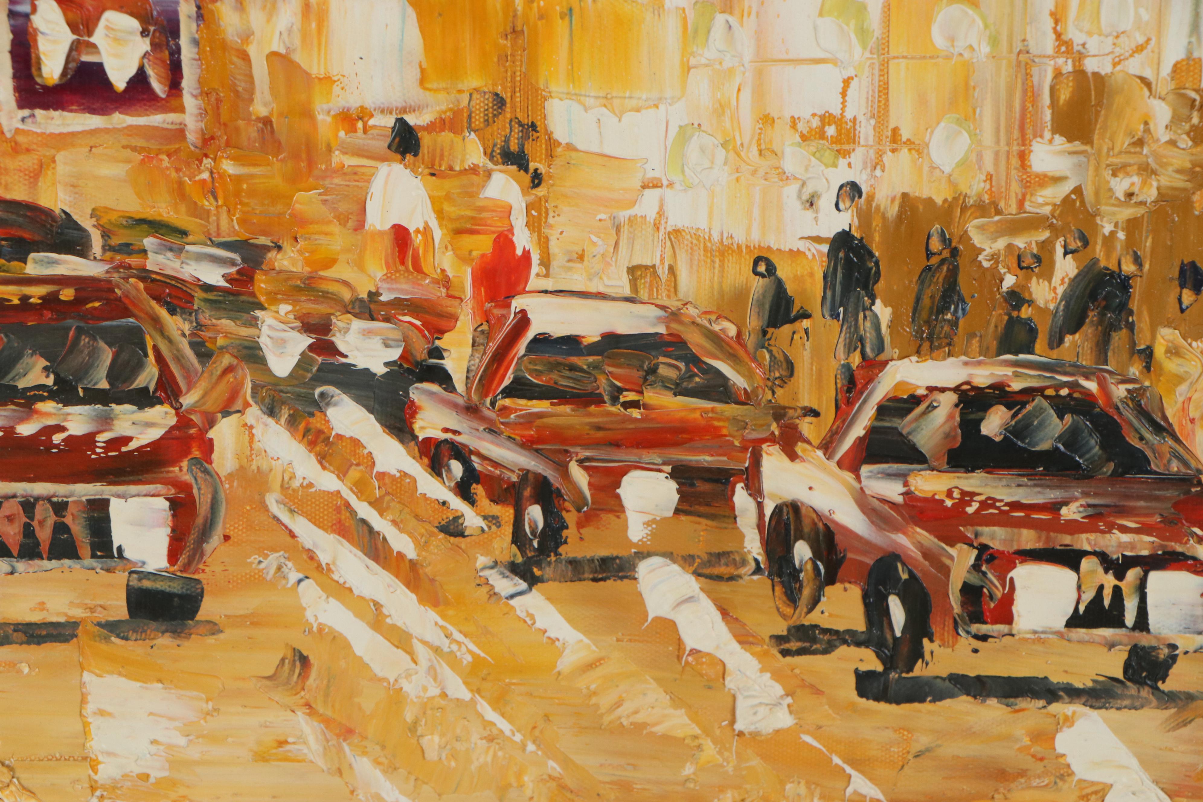 Chinese Street Scene Oil Painting, 21st Century