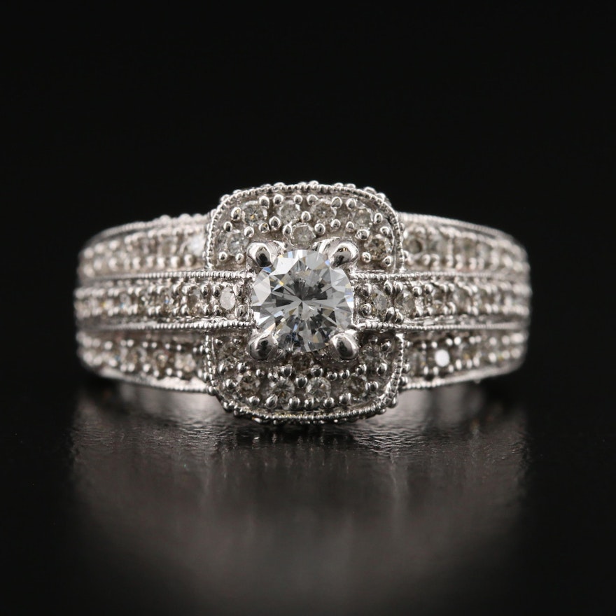 14K 1.11 CTW Diamond Ring with Milgrain Accents