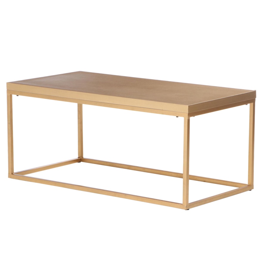Modernist Style Gold Tone Metal Coffee Table