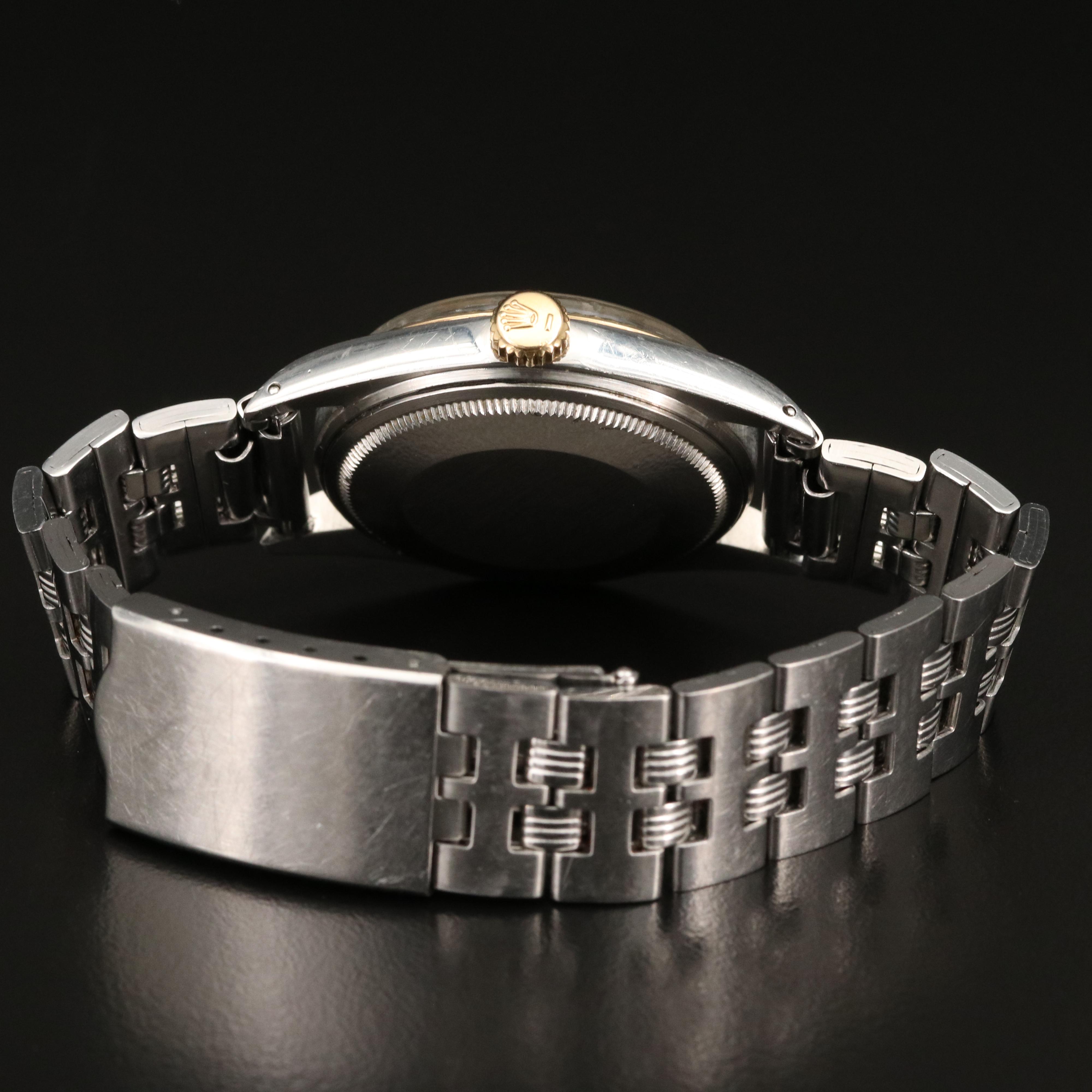 1971 Rolex Datejust 18K and Stainless Steel Watch with Gray Pie Pan Dial