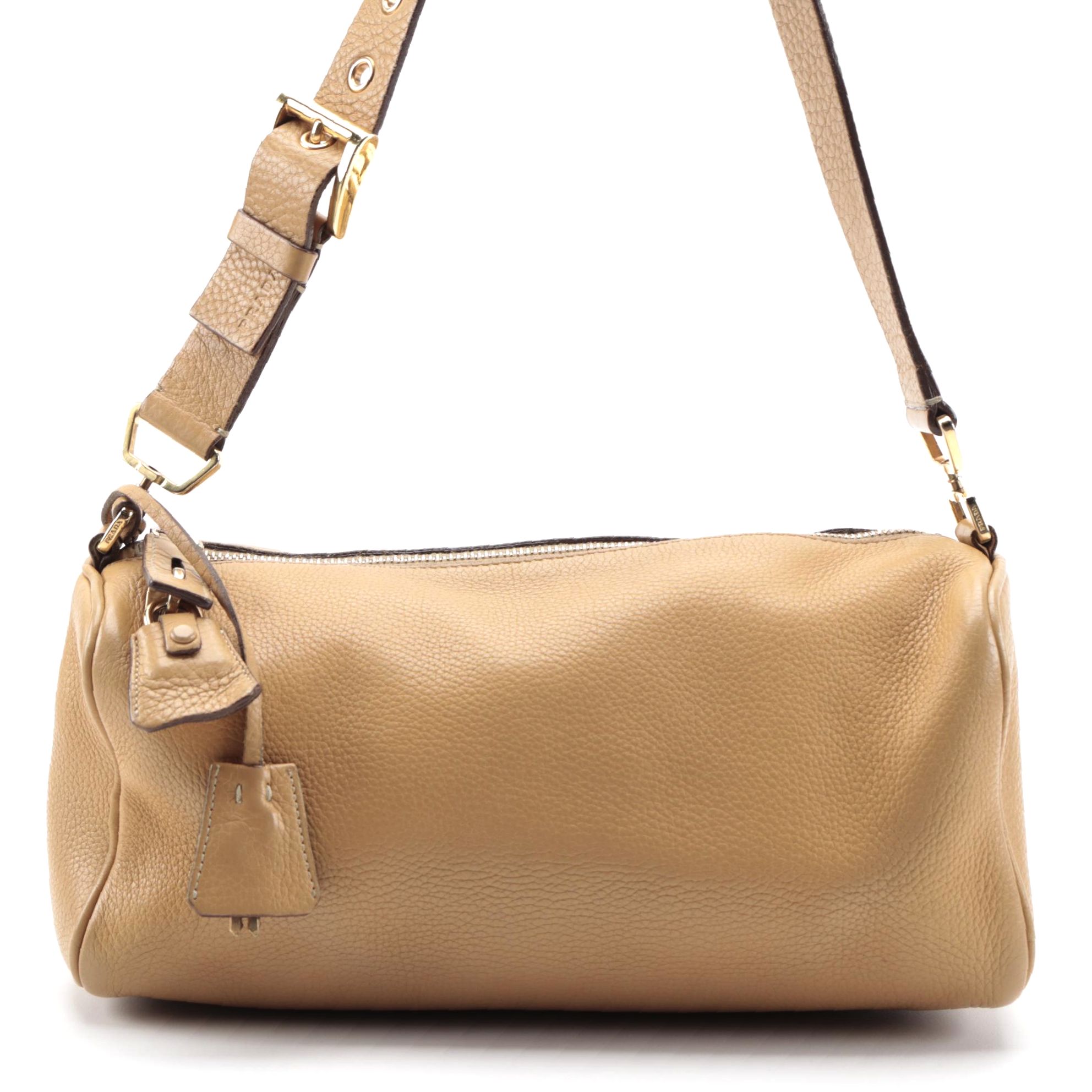 Prada Camel-Colored Vitello Daino Leather Shoulder Bag