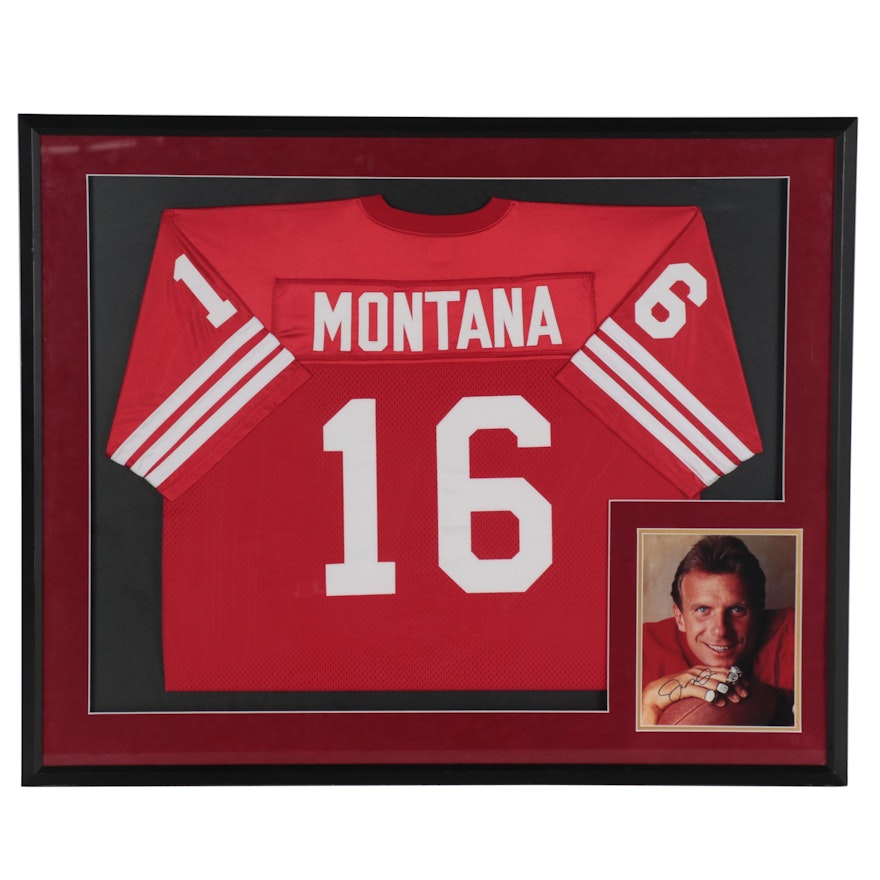Joe Montana Framed Display Jersey with Signed Photo, JSA