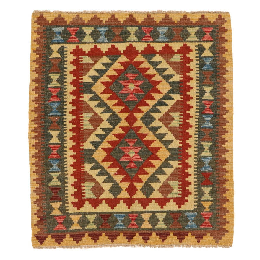 3'1 x 3'8 Handwoven Afghan Kilim Accent Rug