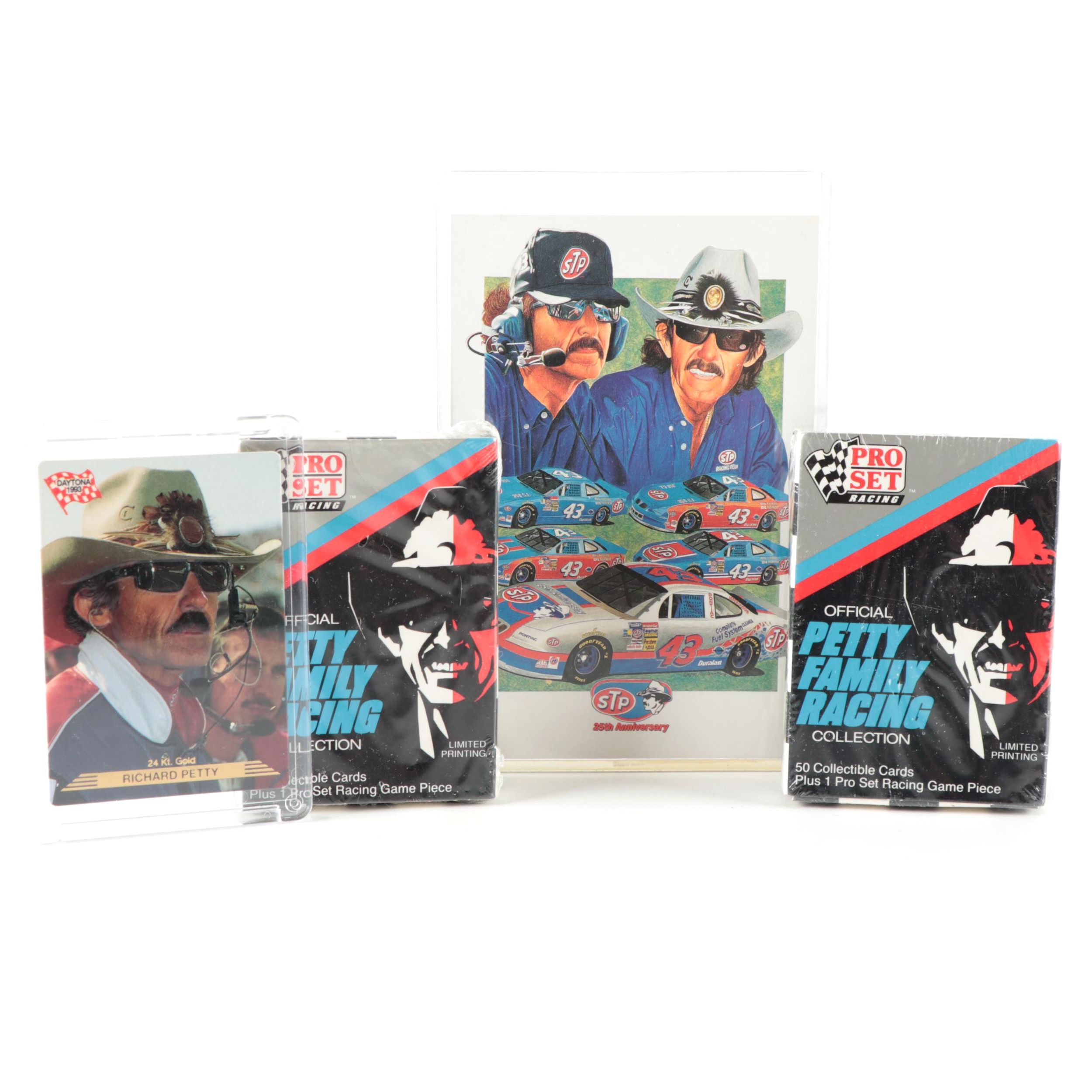 Richard Petty Auto Racing Memorabilia Including Trading Cards, Postcard