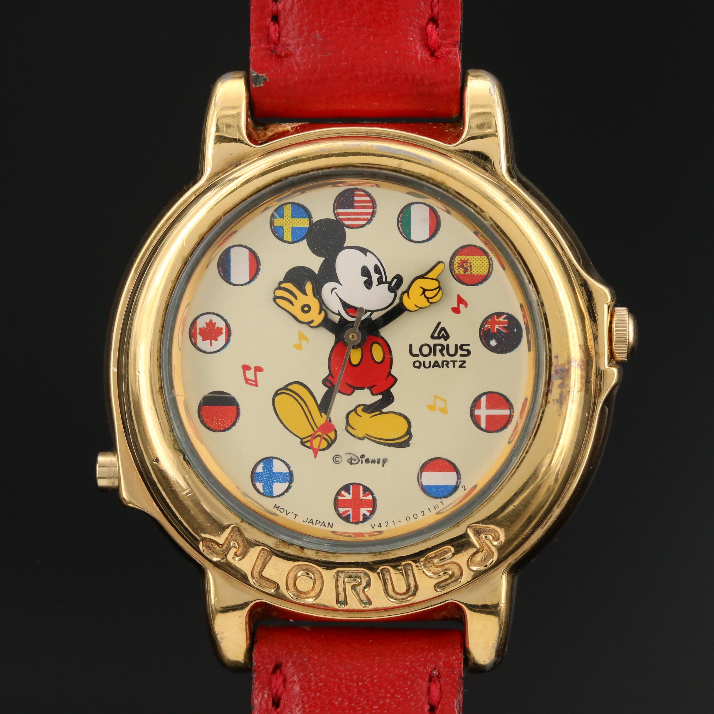 Lorus Mickey Mouse Musical Gold Tone Quartz Watch