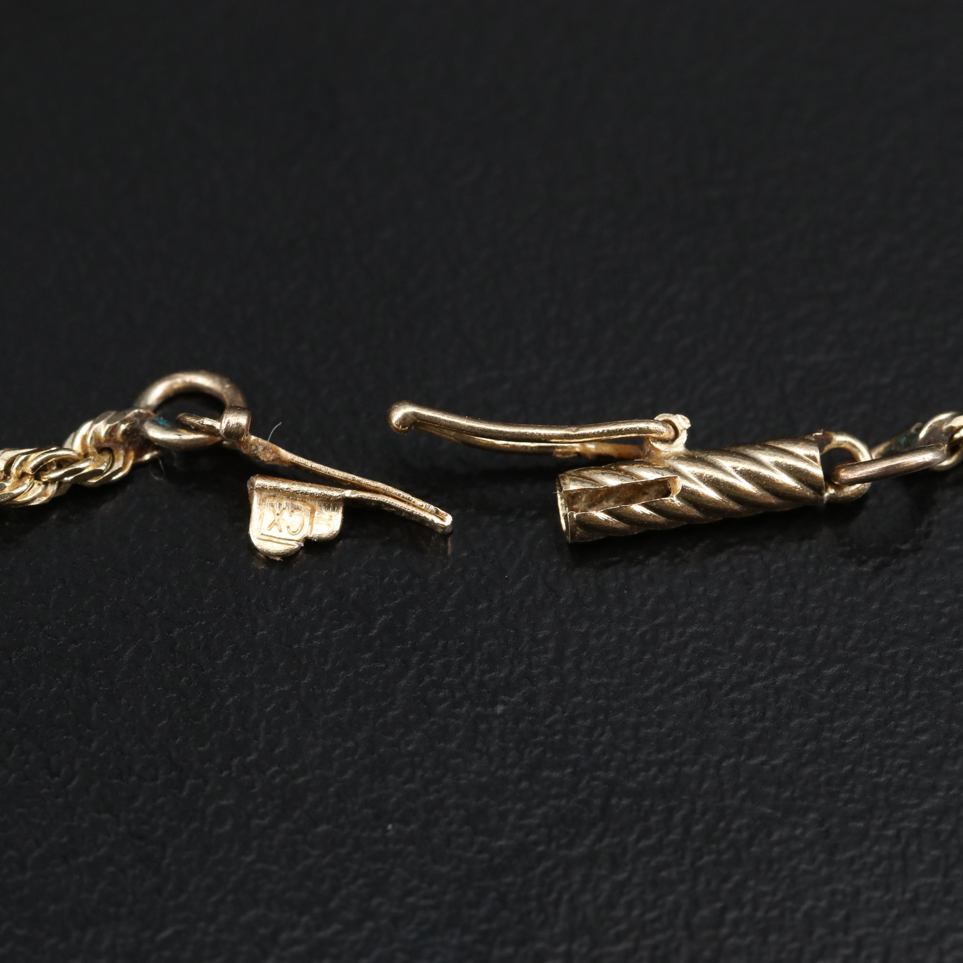 21K 1982 South Africa Krugerrand Bullion Coin Pendant on 14K Rope Chain Necklace