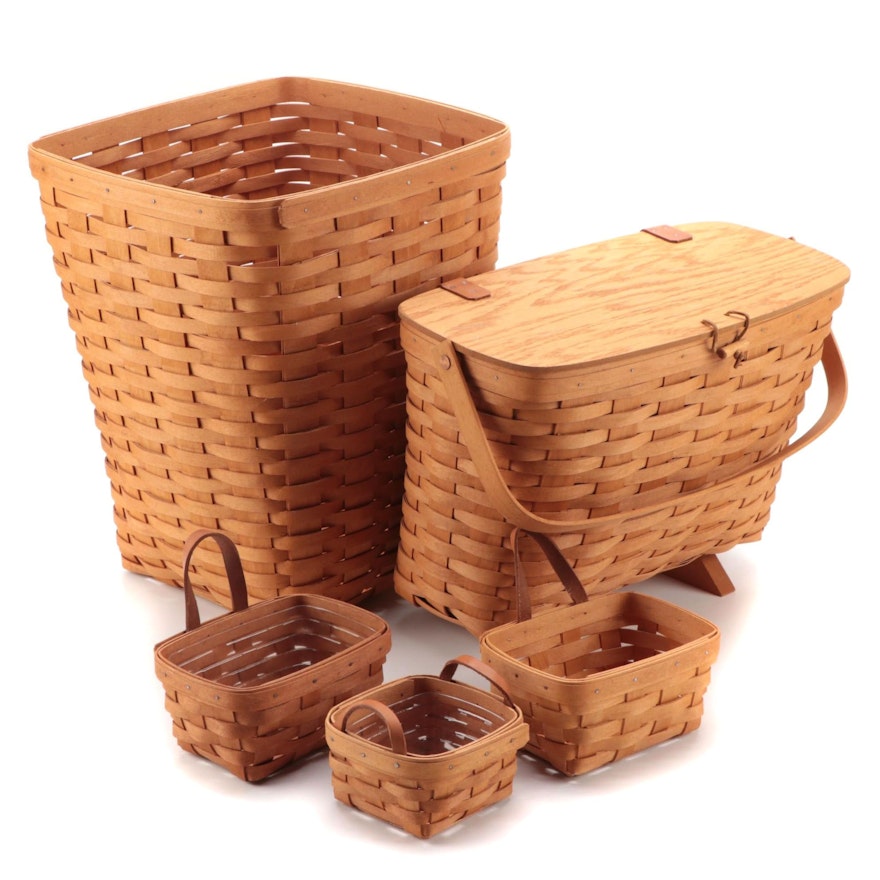 Longaberger Handwoven Maple Laundry Waste Basket, Magazine Holder and More