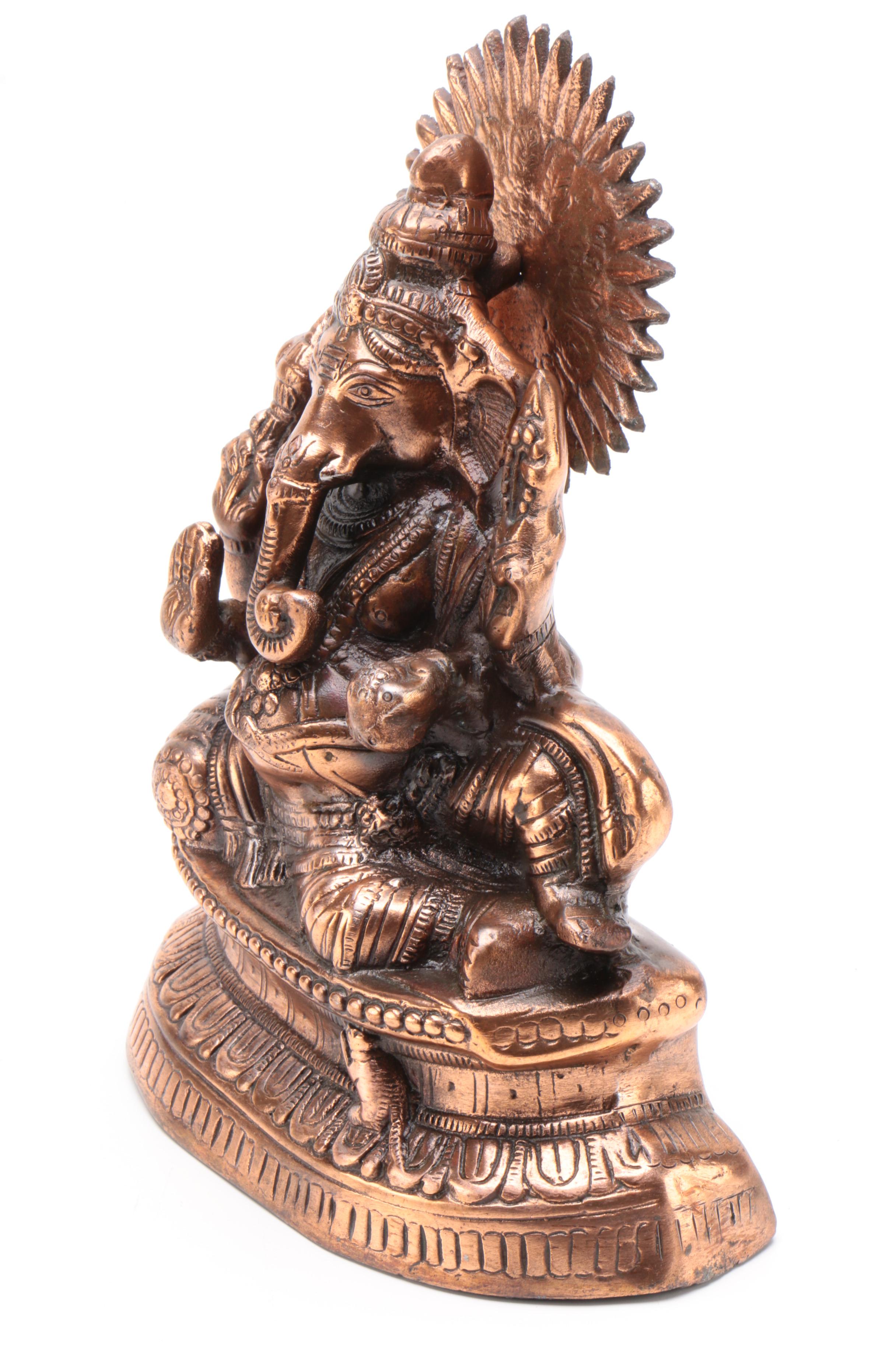 Abhaya Mudra Ganesha Metal Statue