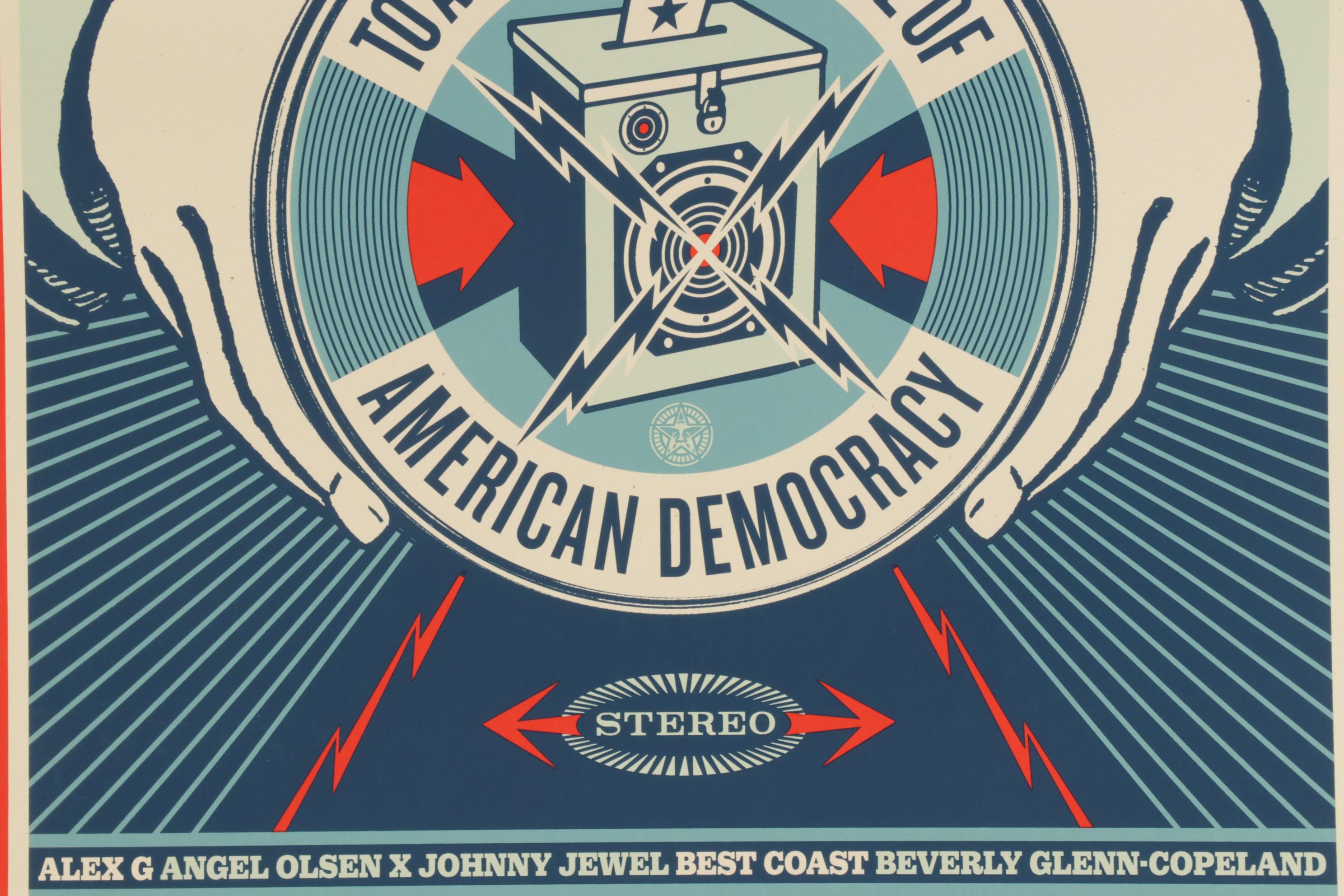 Shepard Fairey Poster "Good Music To Avert The Collapse Of American Democracy"