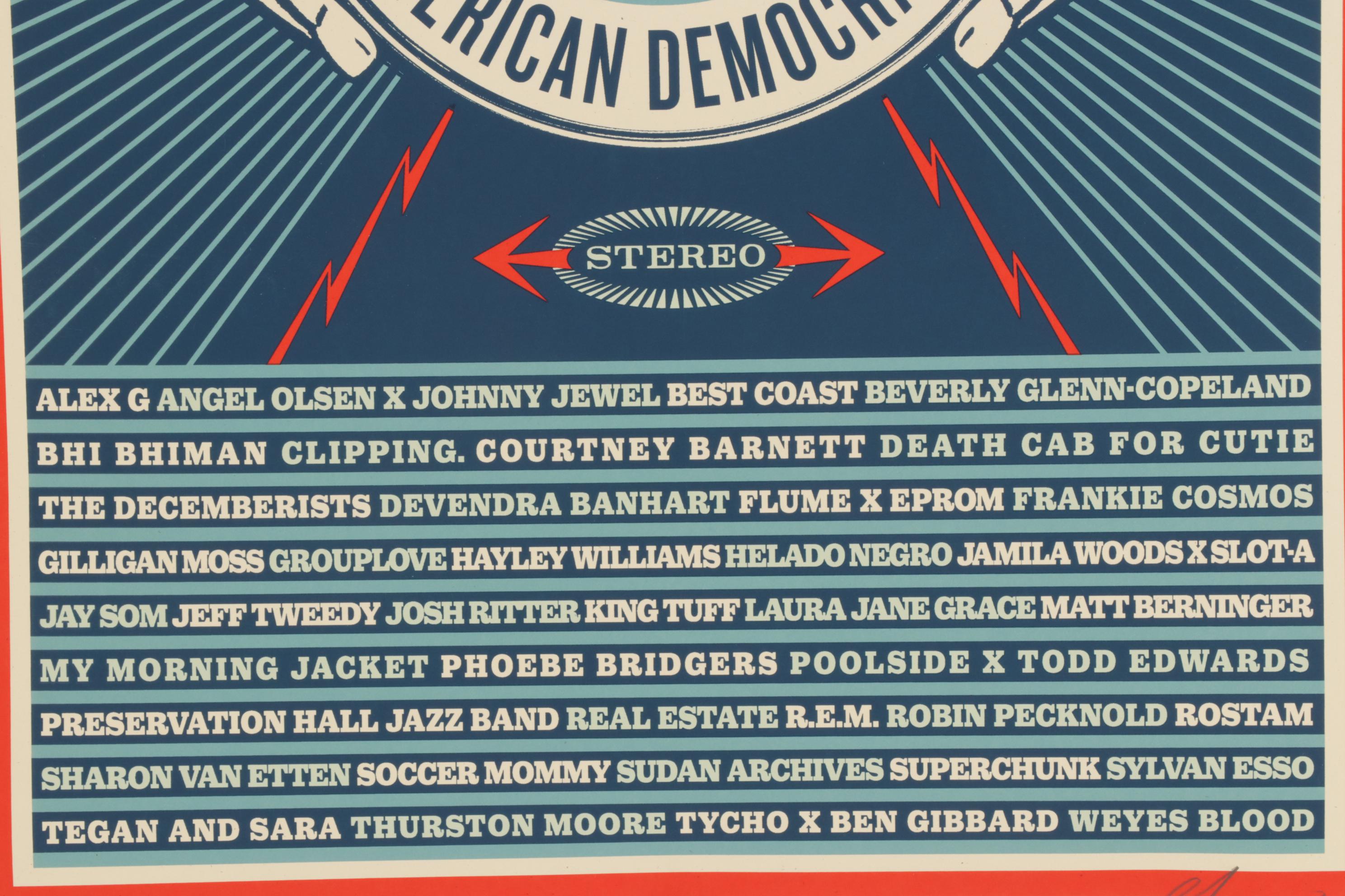 Shepard Fairey Poster "Good Music To Avert The Collapse Of American Democracy"