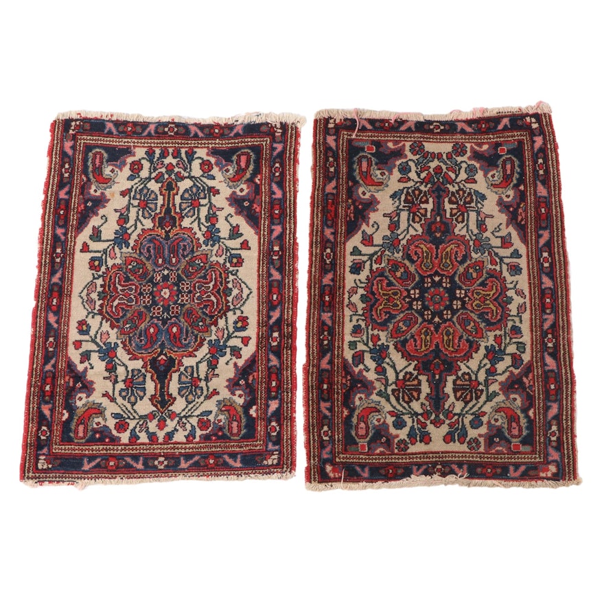 1'11 x 3' Hand-Knotted Persian Bijar Wool Accent Rugs