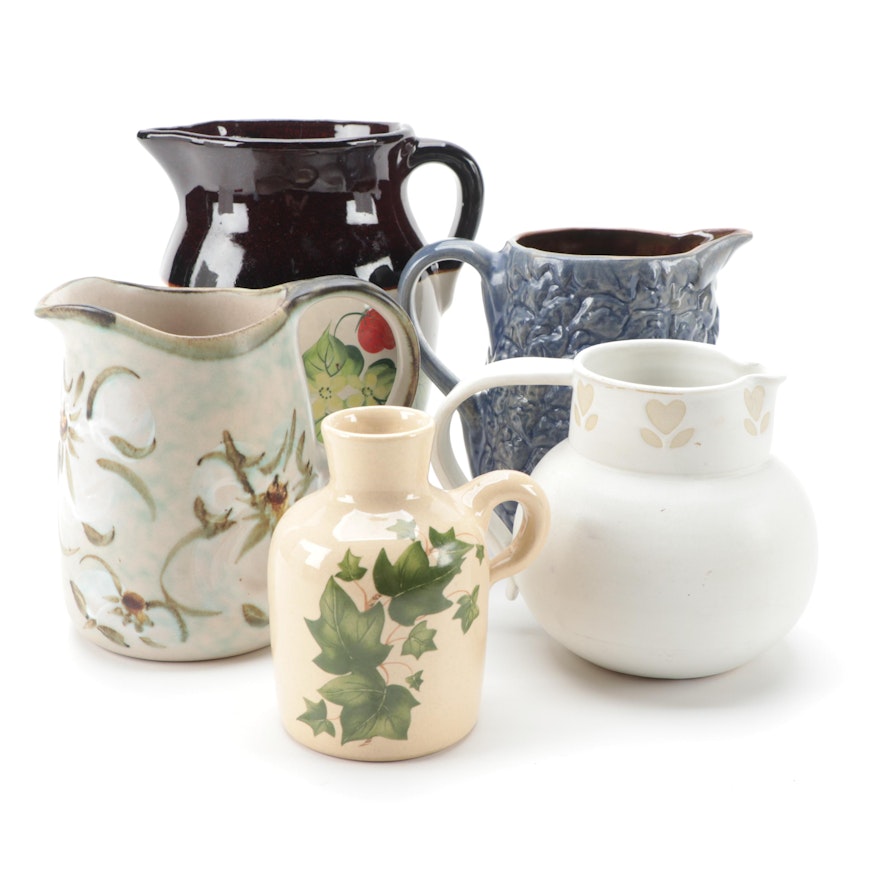 Robinson Ransbottom and Other Ceramic Pitchers, Mid to Late 20th Century