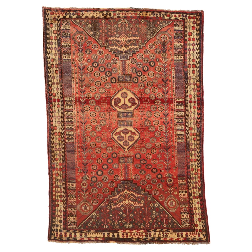 5'1 x 7'8 Hand-Knotted Persian Qashqai Wool Area Rug