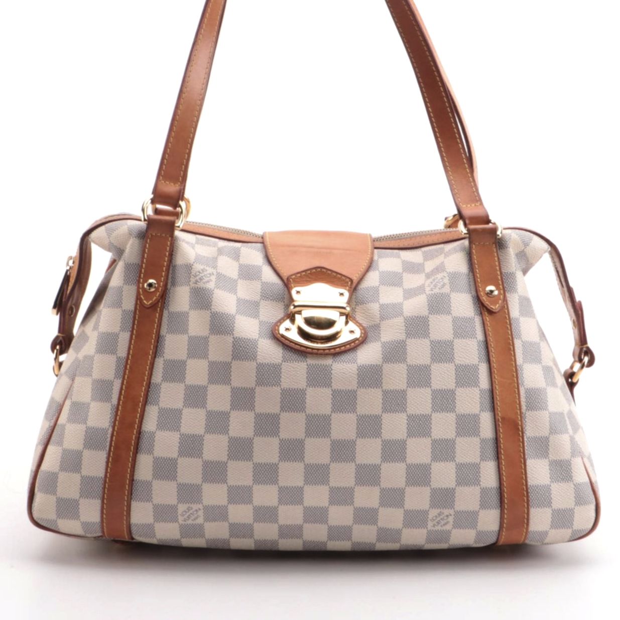 Louis Vuitton Stresa GM Bag in Damier Azur Canvas and Vachetta Leather