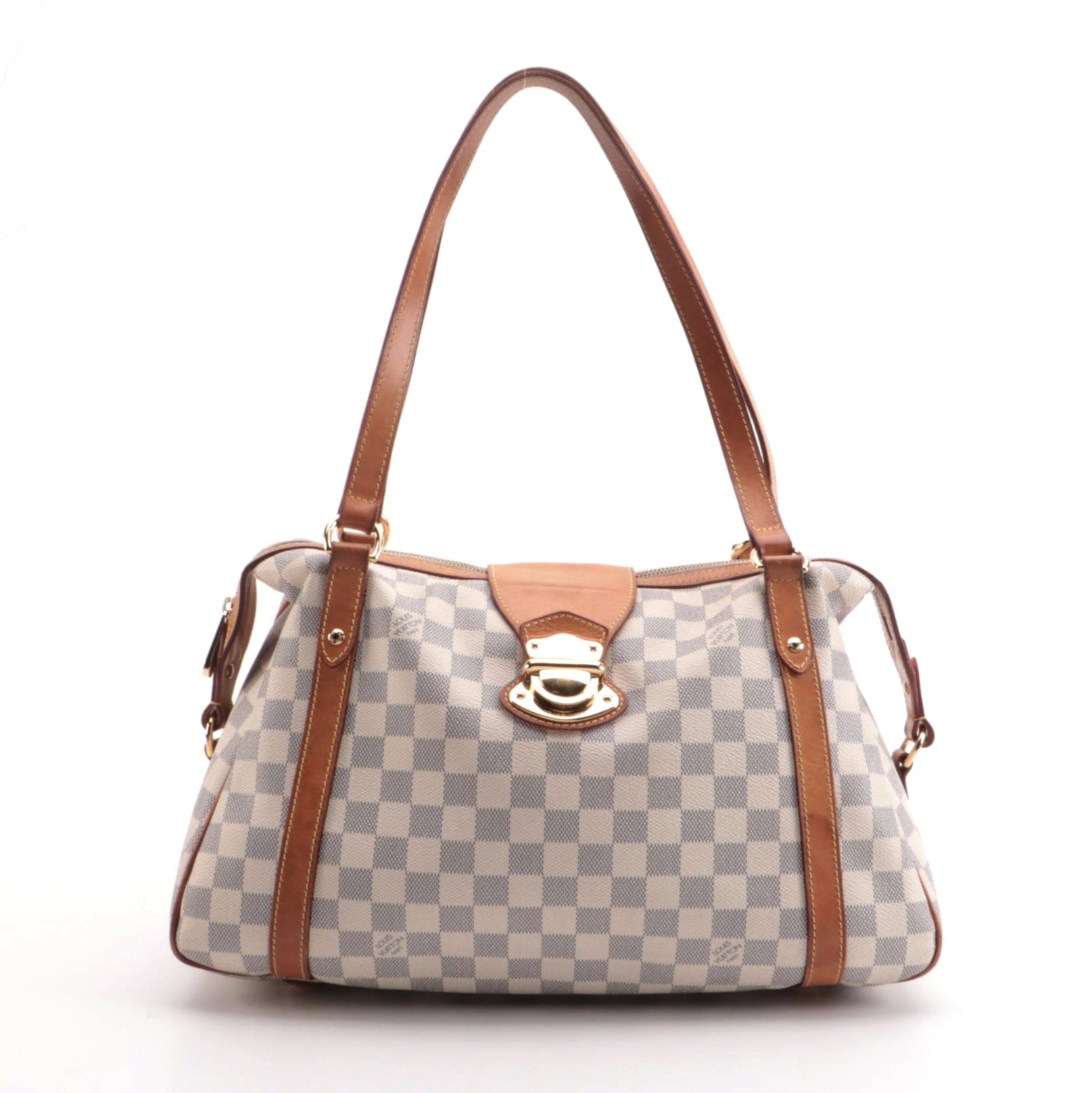 Louis Vuitton Stresa GM Bag in Damier Azur Canvas and Vachetta Leather