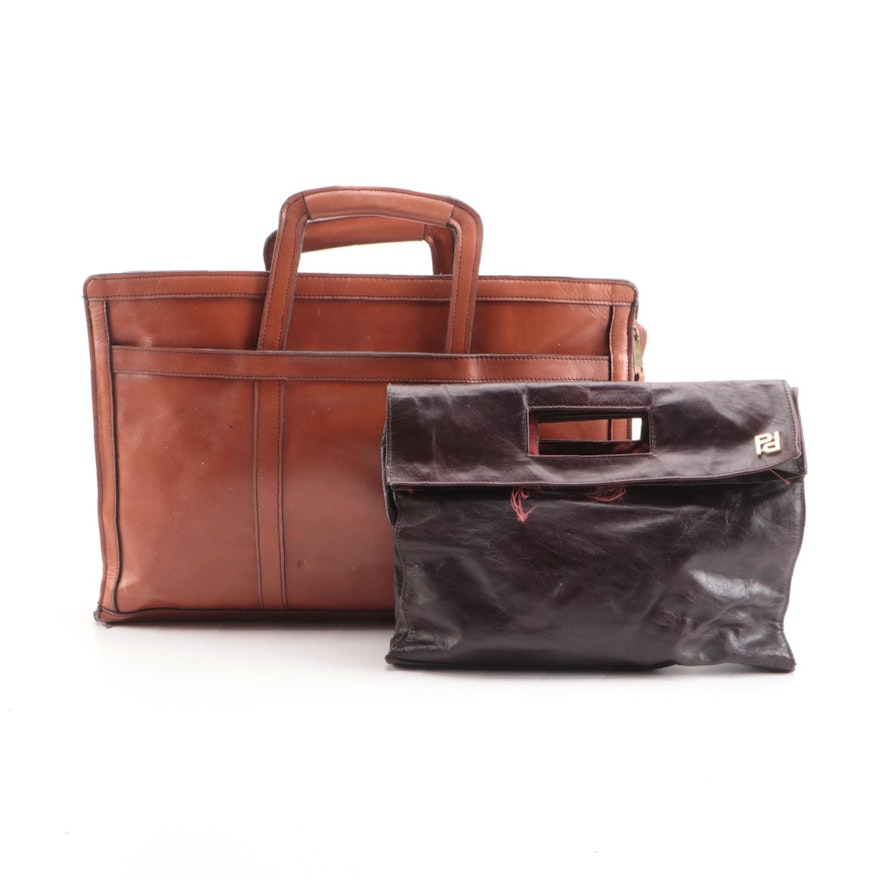 Pappagallo Burgundy Handbag with Other Brown Briefcase