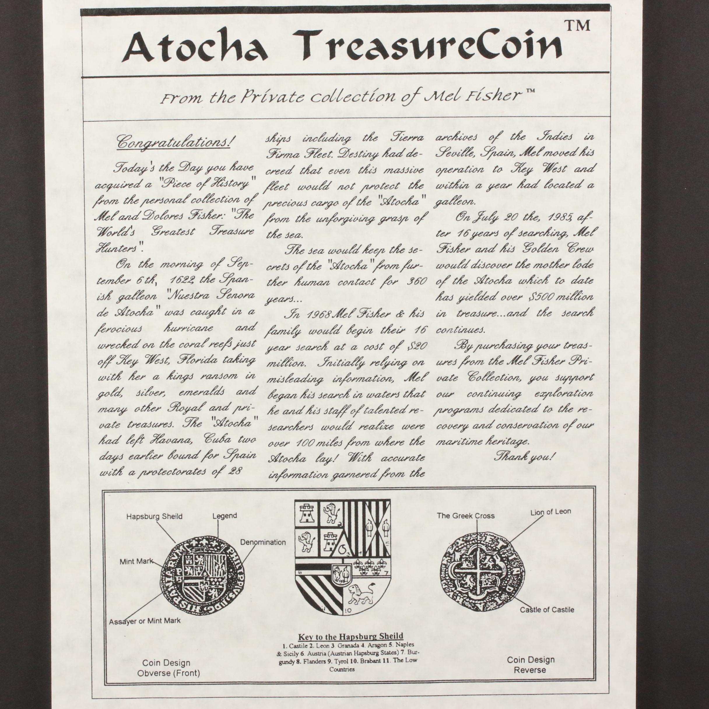 Spanish Colonial (Bolivia) 8 Reales Cob Coin Recovered From Atocha Shipwreck