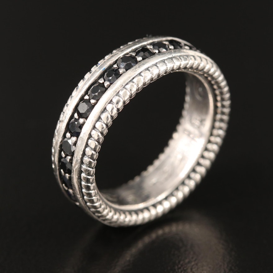 Scott Kay Sterling Black Sapphire Eternity Band with Ring Box