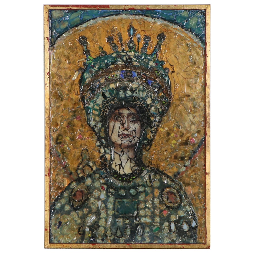 Suzanne Fisher Mixed Media Mosaic "The Empress Theodora," 1994