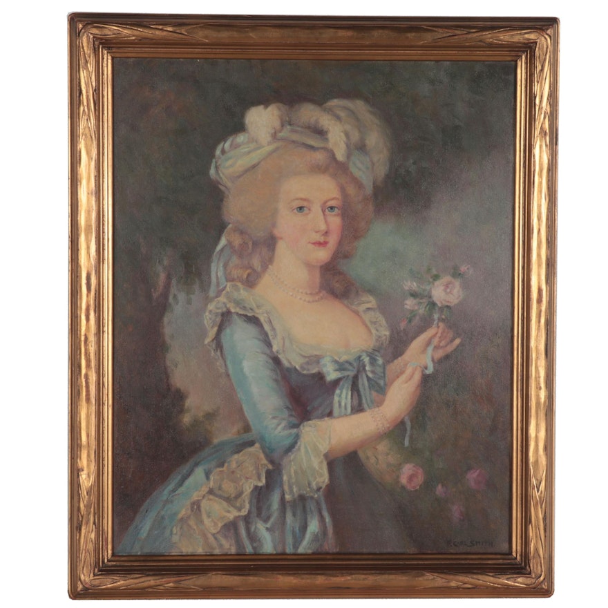 Frederick Carl Smith Oil Portrait of Marie Antoinette after Vigee-Lebrun