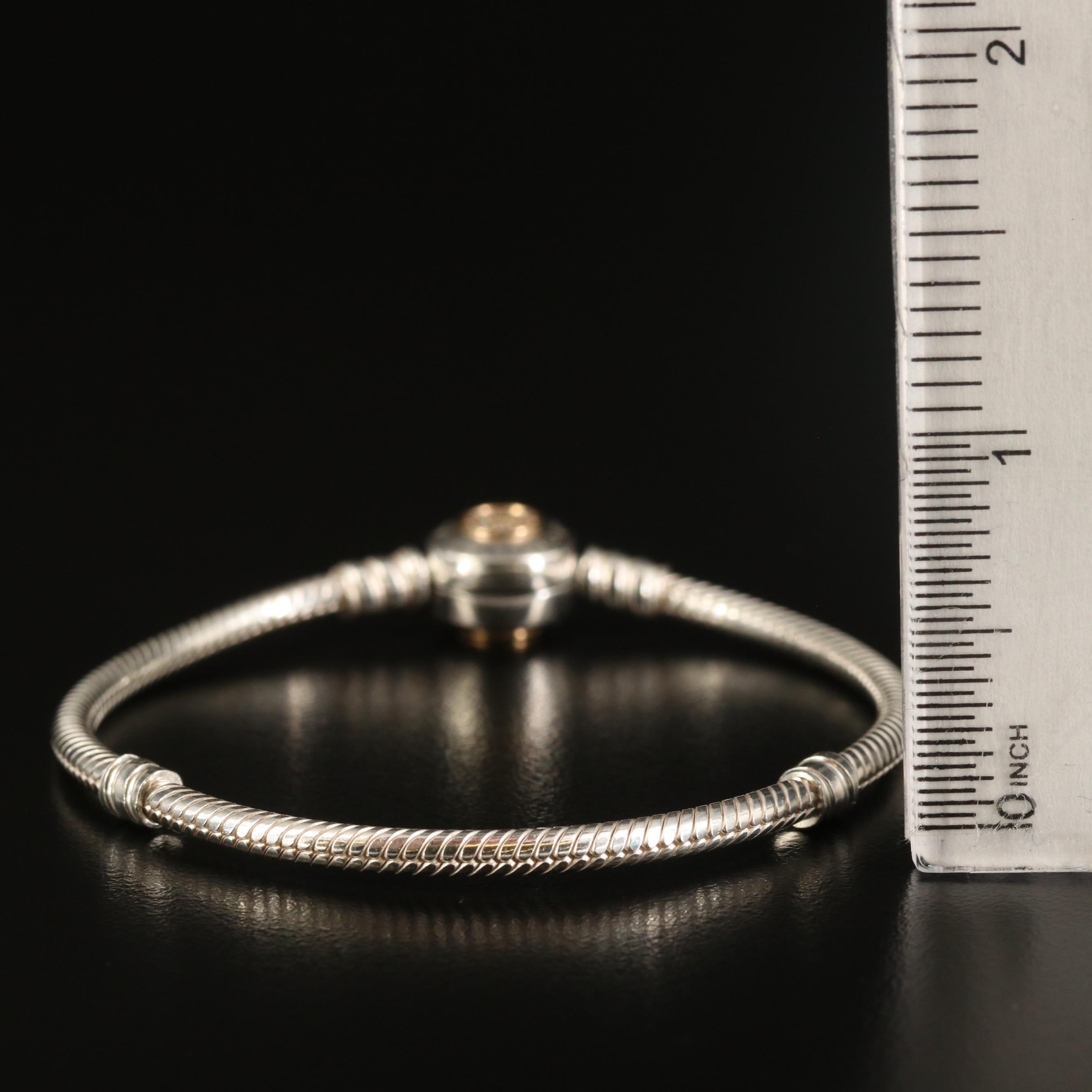 Pandora "Moments Logo" Sterling Cubic Zirconia Snake Chain Bracelet