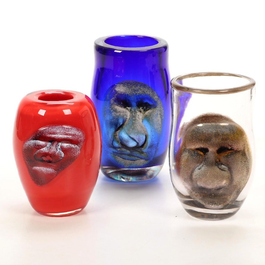 Andy Hudson Handblown Art Glass Face Vases, 2009