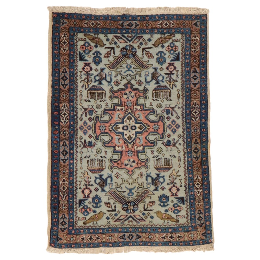 2'5 x 3'7 Hand-Knotted Persian Ardabil Pictorial Rug, 1950s
