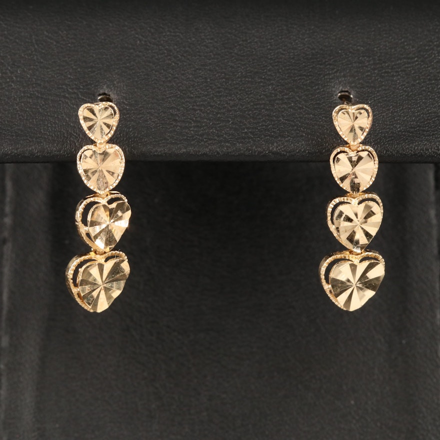 Beverly Hills Gold 14K Tiered Heart Earrings