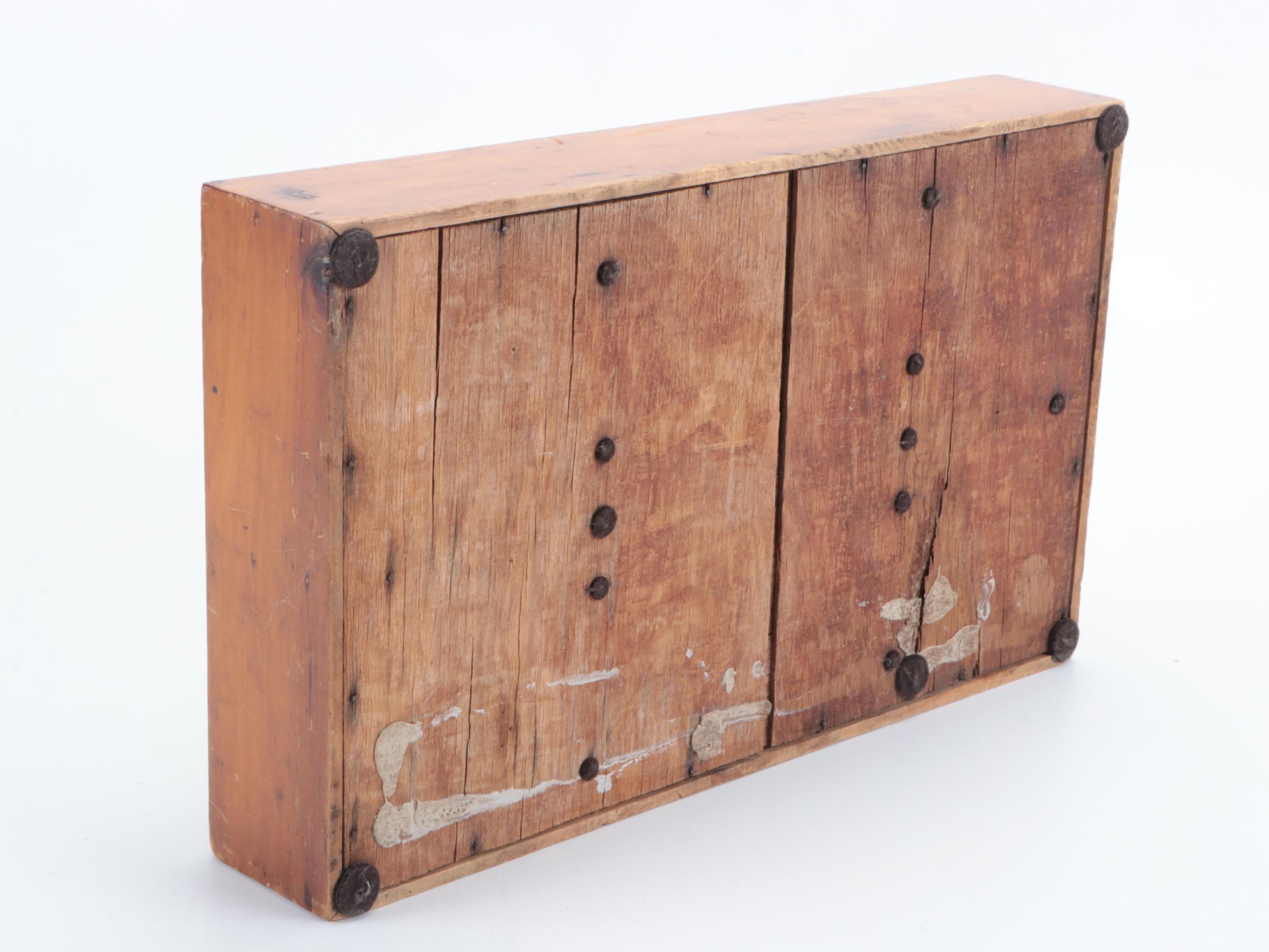 Carved Wooden Segmented Tool Carrier Box with Handle