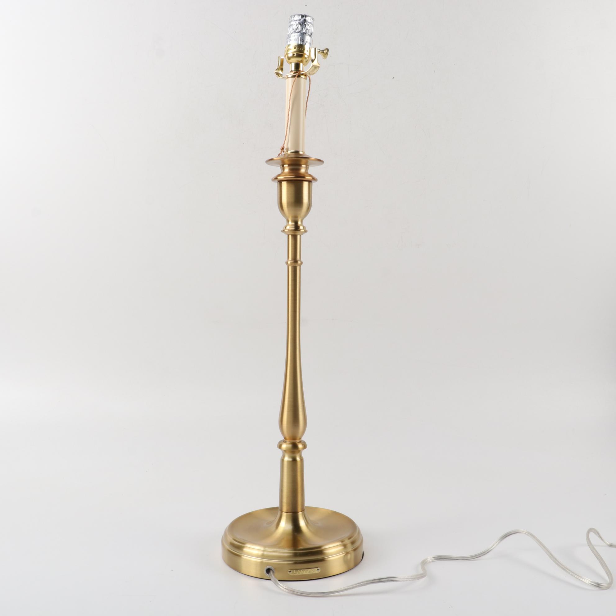 Ralph Lauren "Darien" Lacquered Brass Candlestick Buffet Lamps, Pair