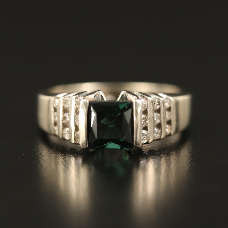 14K Tourmaline Ring with Diamond Channel Shoulders