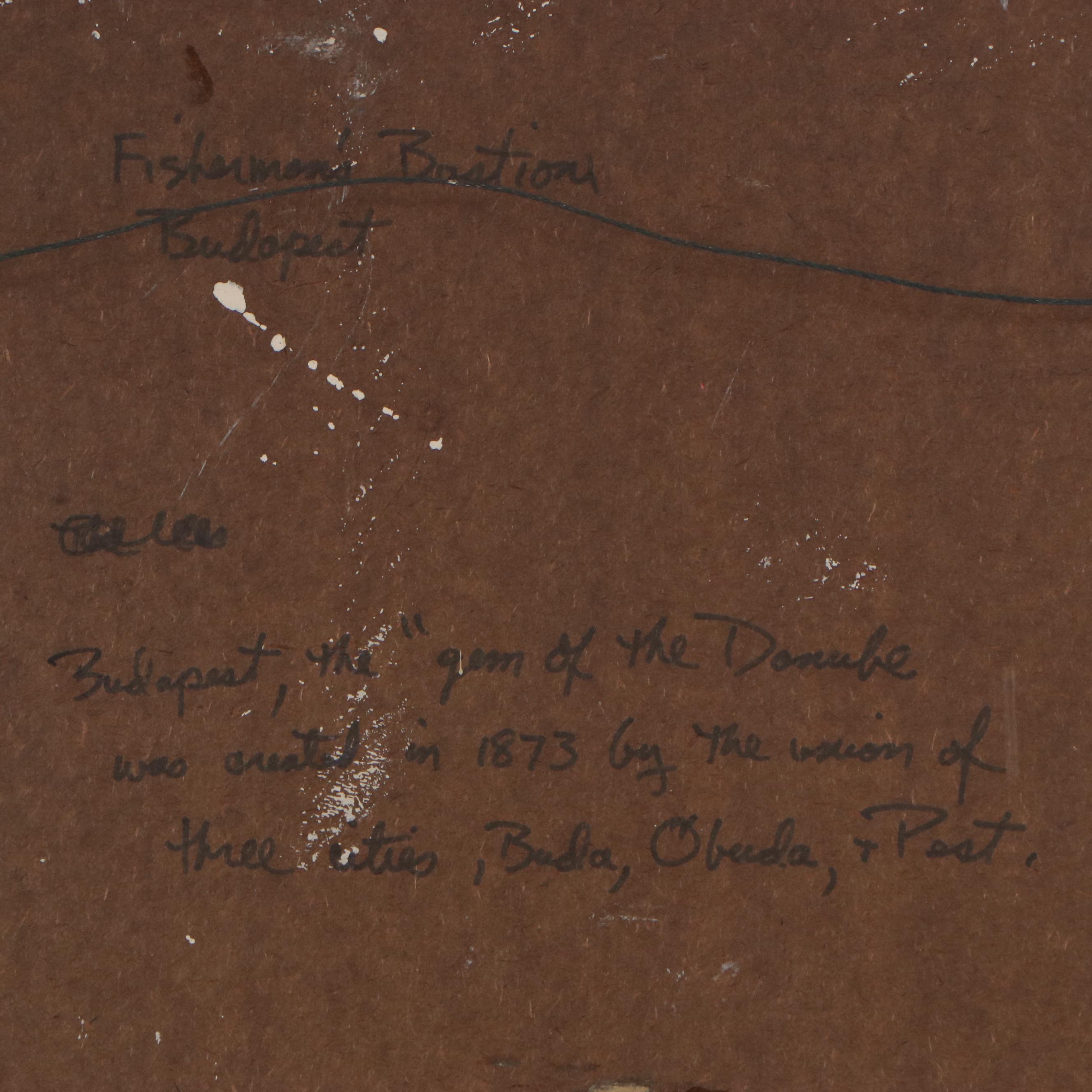 C.C. Logan Oil Painting "Fisherman's Bastion, Budapest," Mid-Late 20th Century