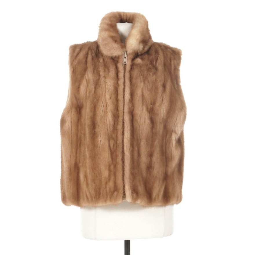 Pastel Mink Zipper Front Vest