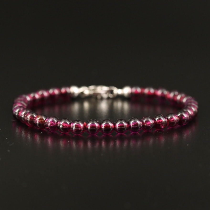 Garnet Bracelet with 14K Diamond Clasp