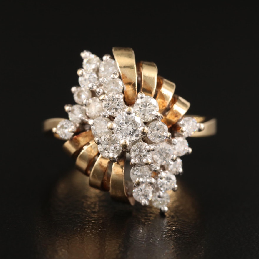 Vintage 1.00 CTW Diamond Cluster Ring