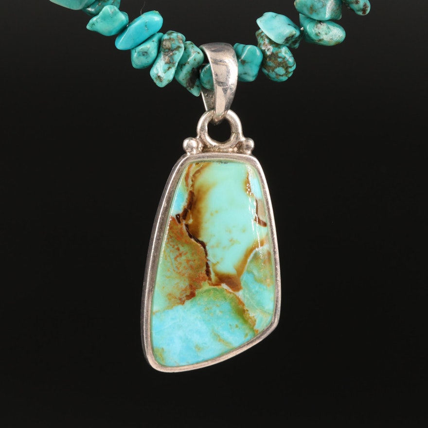 Barse Sterling Turquoise Pendant Necklace