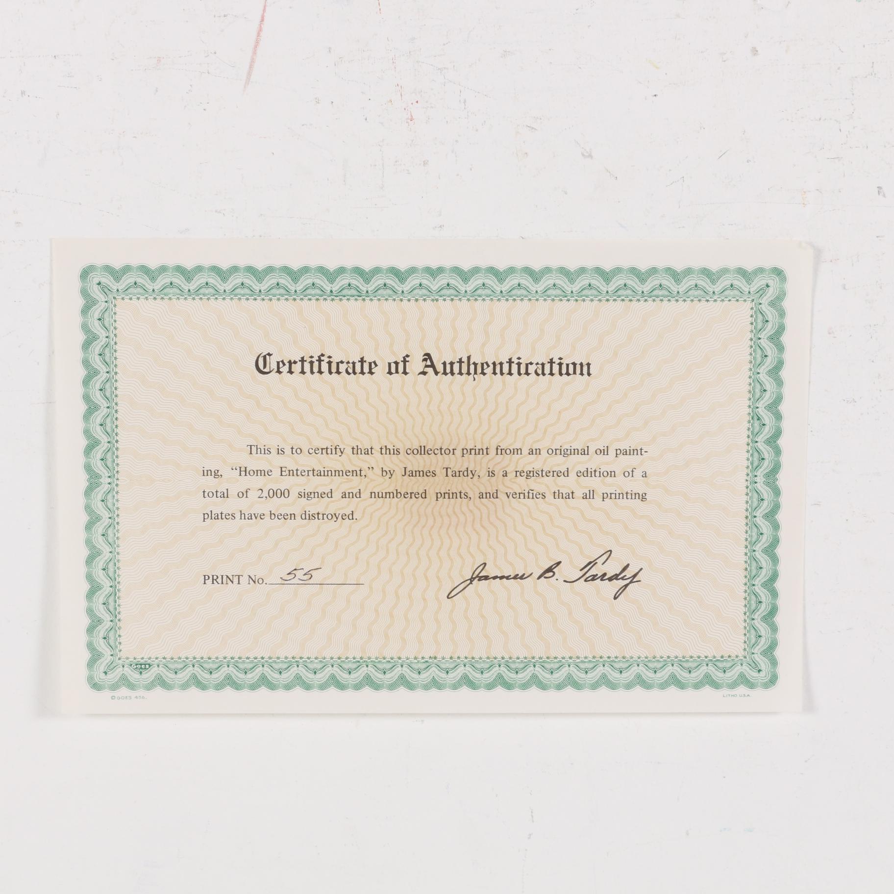 James Tardy Offset Lithograph "Home Entertainment," circa 1977 EBTH