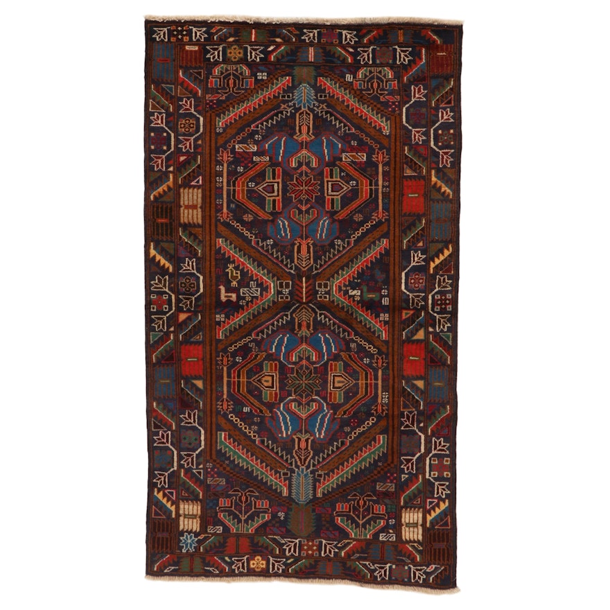 3'6 x 6'4 Hand-Knotted Afghan Baluch Wool Area Rug