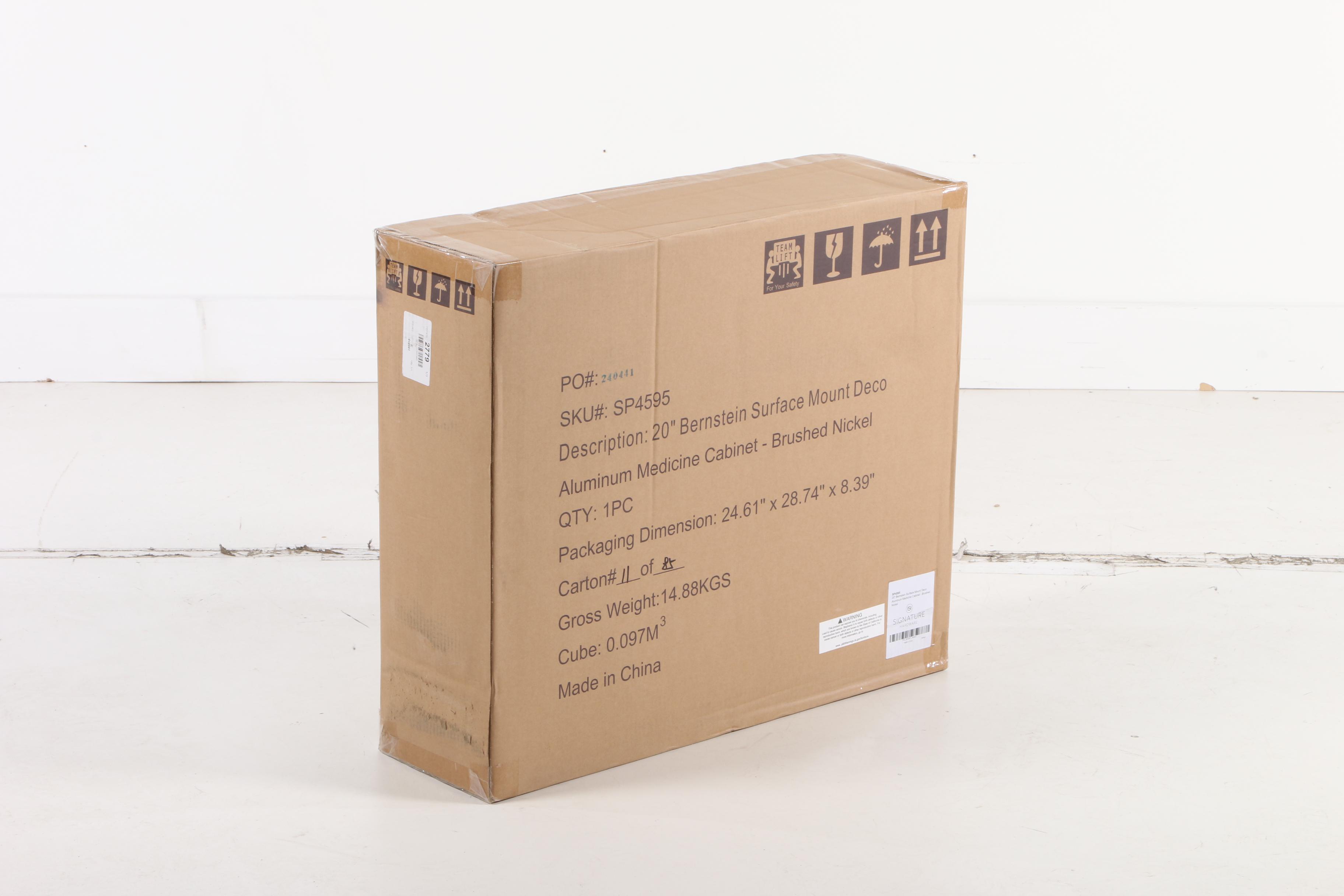 "Bernstein" 20" Aluminum Wall Mount Medicine Cabinet in Brushed Nickel Finish