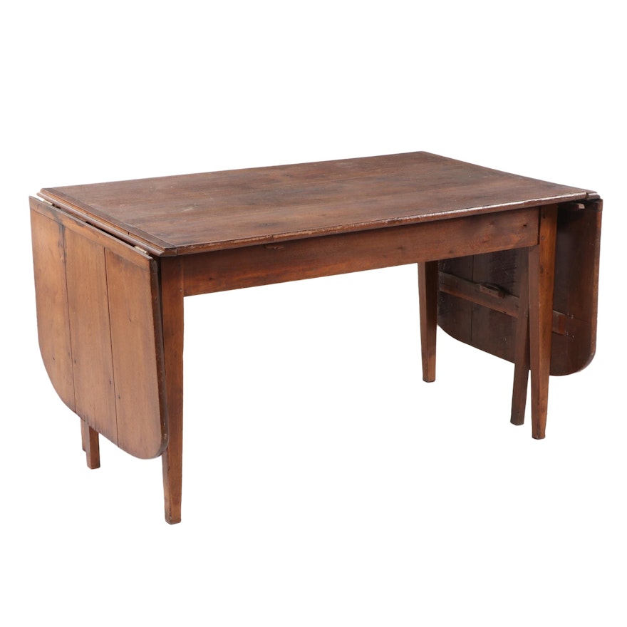 Oak Breadboard-Top Gate-Leg Table, Mid to 19th Century