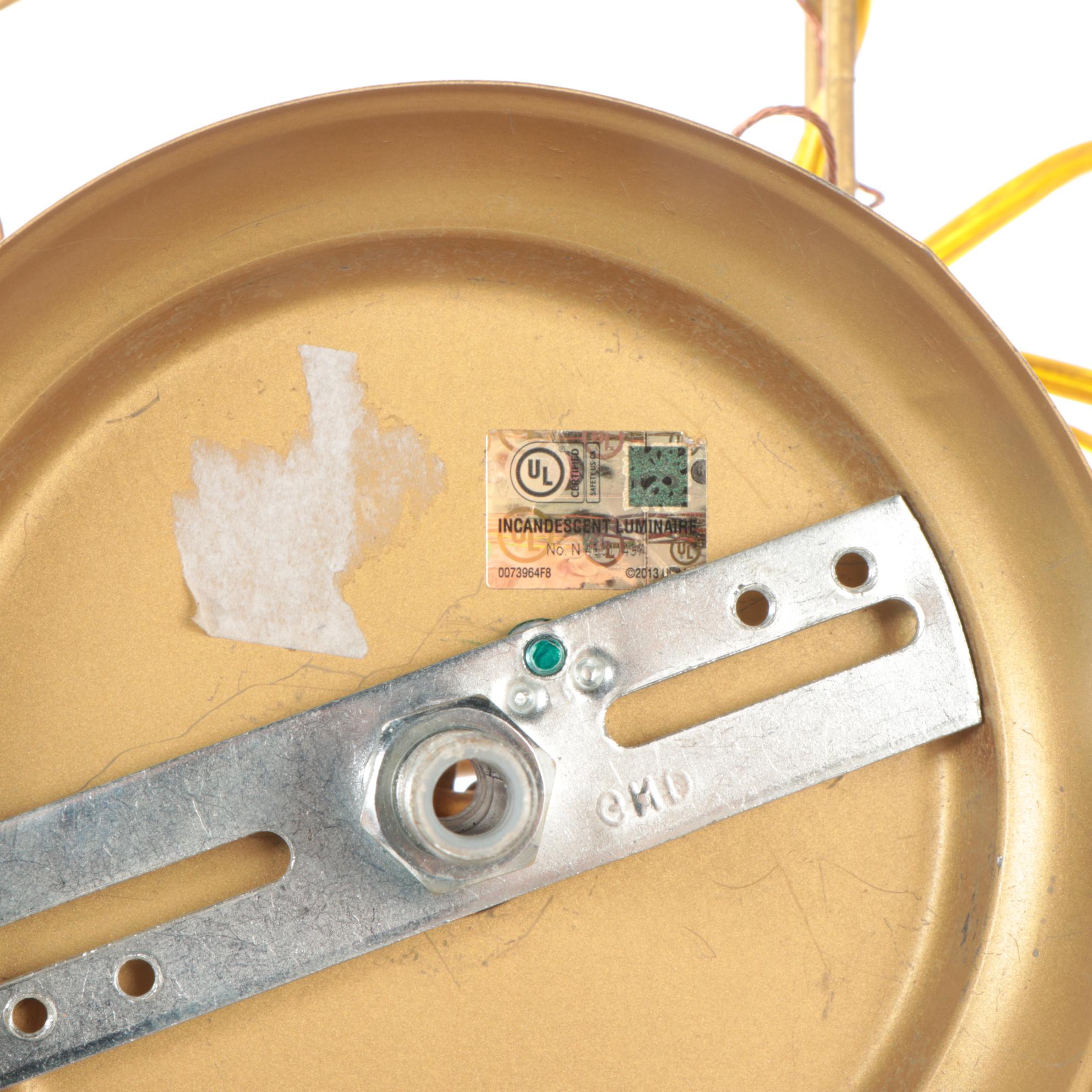 Mid-Century Modern Gilt Metal Sunburst Pendant Light