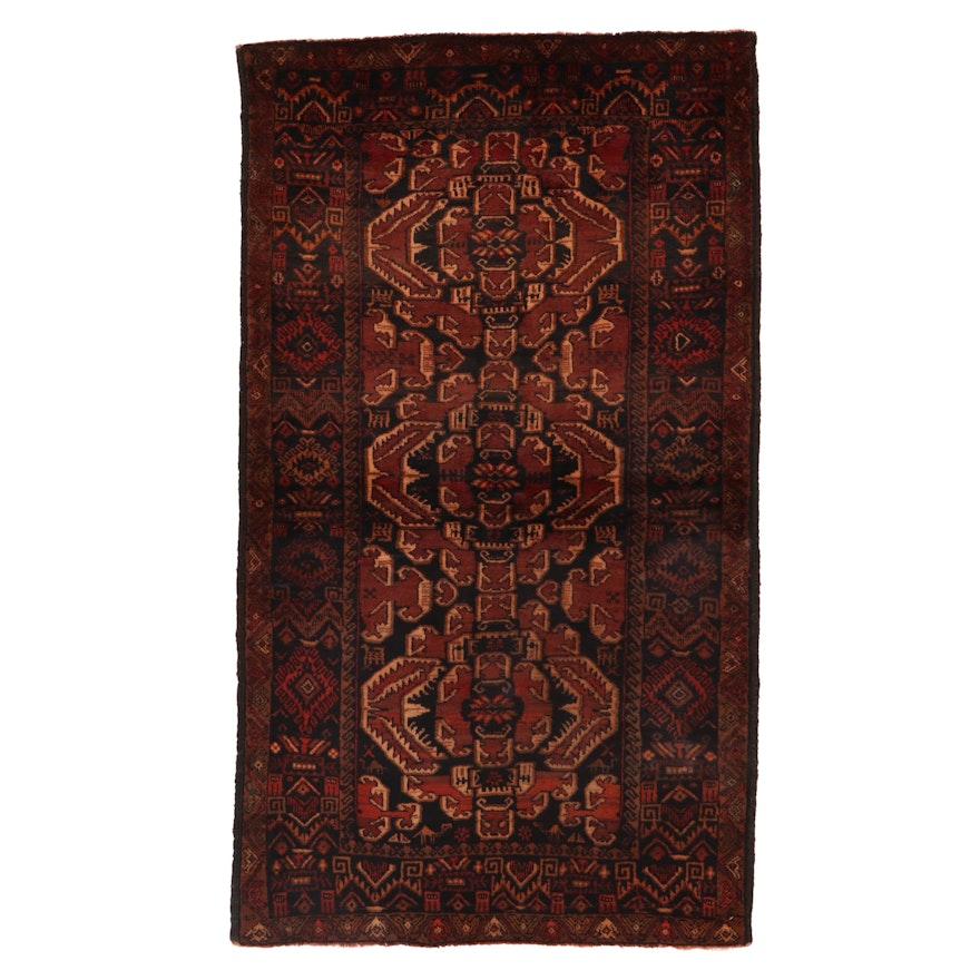 3'10 x 6'8 Hand-Knotted Afghan Baluch Wool Area Rug